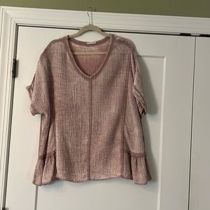 Distressed Rose Gauze Top L